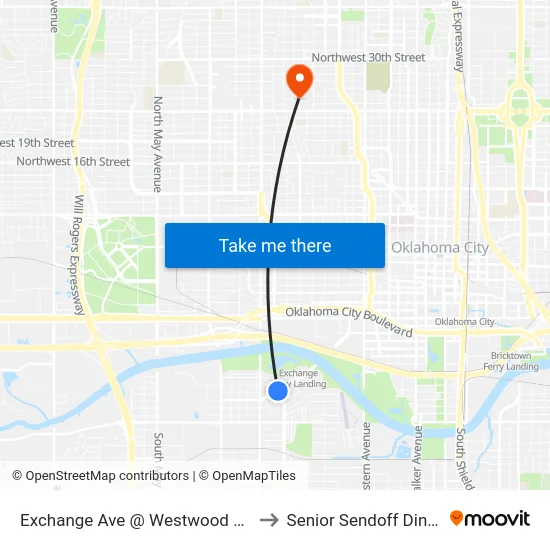 Exchange Ave @ Westwood Blvd to Senior Sendoff Dinner map