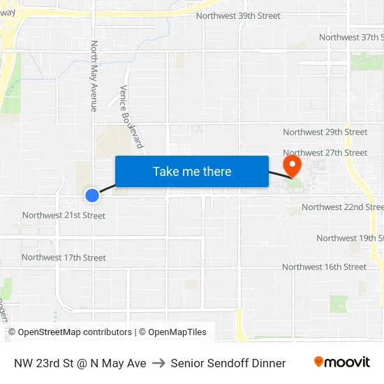 NW 23rd St @ N May Ave to Senior Sendoff Dinner map