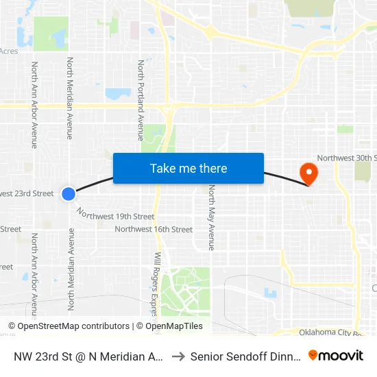NW 23rd St @ N Meridian Ave to Senior Sendoff Dinner map