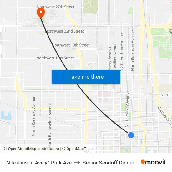 N Robinson Ave @ Park Ave to Senior Sendoff Dinner map