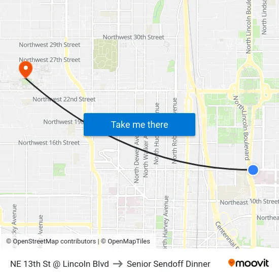 NE 13th St @ Lincoln Blvd to Senior Sendoff Dinner map