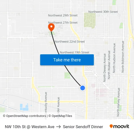 NW 10th St @ Western Ave to Senior Sendoff Dinner map
