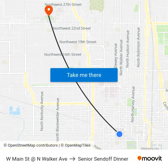 W Main St @ N Walker Ave to Senior Sendoff Dinner map