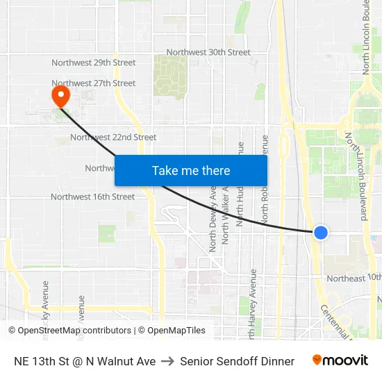 NE 13th St @ N Walnut Ave to Senior Sendoff Dinner map