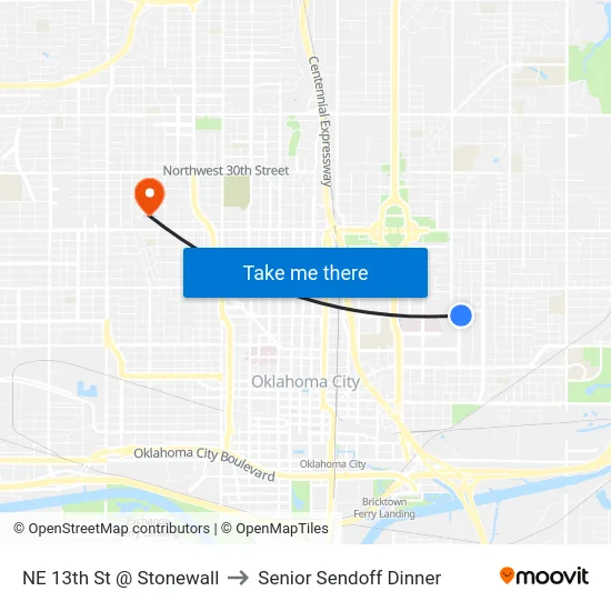NE 13th St @ Stonewall to Senior Sendoff Dinner map