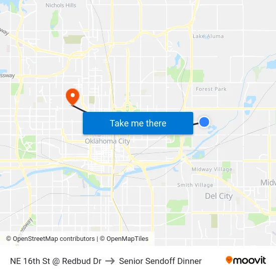 NE 16th St @ Redbud Dr to Senior Sendoff Dinner map