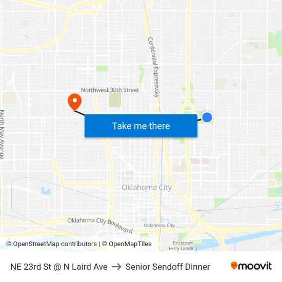 NE 23rd St @ N Laird Ave to Senior Sendoff Dinner map