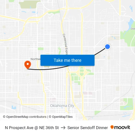 N Prospect Ave @ NE 36th St to Senior Sendoff Dinner map