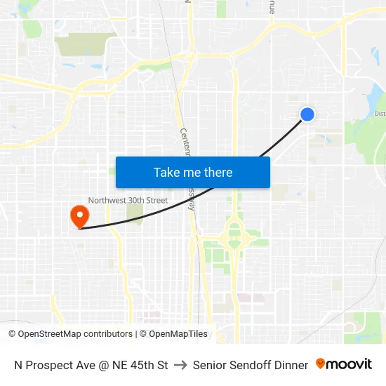 N Prospect Ave @ NE 45th St to Senior Sendoff Dinner map