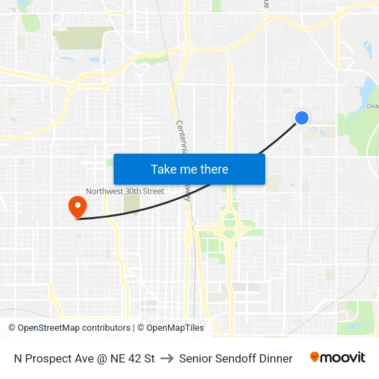 N Prospect Ave @ NE 42 St to Senior Sendoff Dinner map