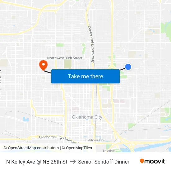 N Kelley Ave @ NE 26th St to Senior Sendoff Dinner map
