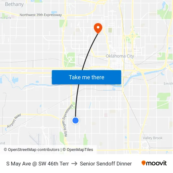 S May Ave @ SW 46th Terr to Senior Sendoff Dinner map