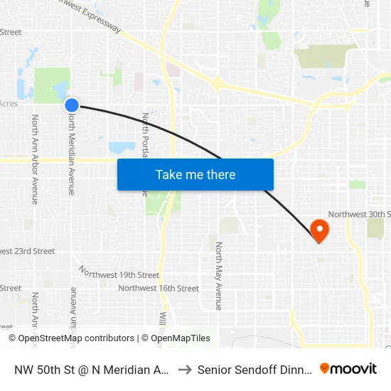 NW 50th St @ N Meridian Ave to Senior Sendoff Dinner map