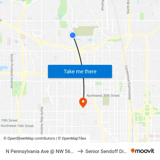 N Pennsylvania Ave @ NW 56th Ter to Senior Sendoff Dinner map