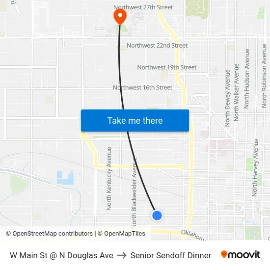 W Main St @ N Douglas Ave to Senior Sendoff Dinner map