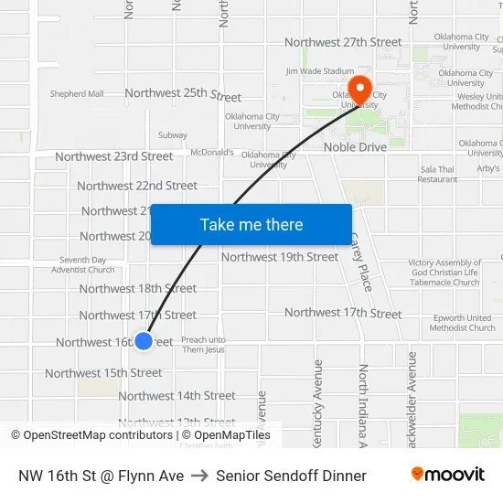 NW 16th St @ Flynn Ave to Senior Sendoff Dinner map