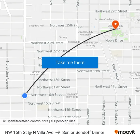 NW 16th St @ N Villa Ave to Senior Sendoff Dinner map