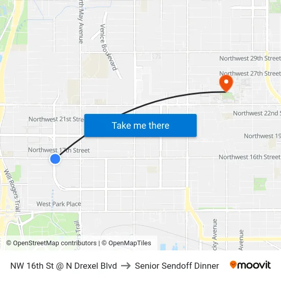 NW 16th St @ N Drexel Blvd to Senior Sendoff Dinner map