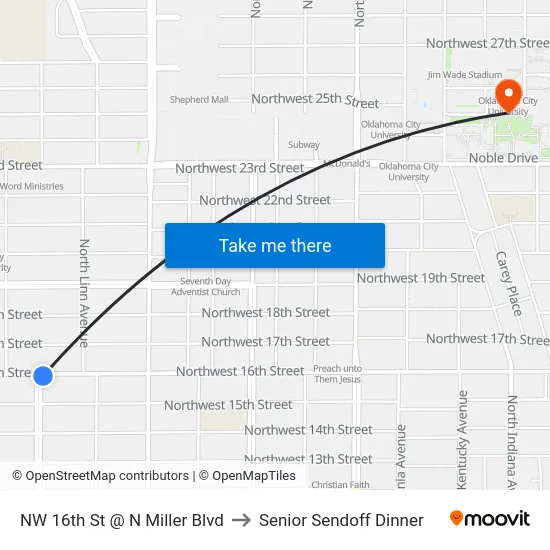 NW 16th St @ N Miller Blvd to Senior Sendoff Dinner map