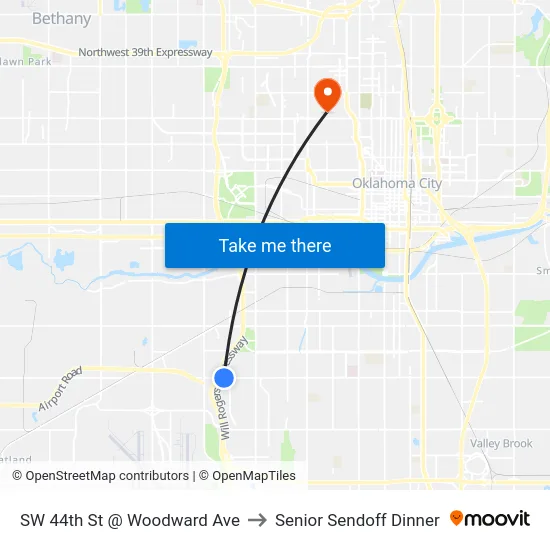 SW 44th St @ Woodward Ave to Senior Sendoff Dinner map