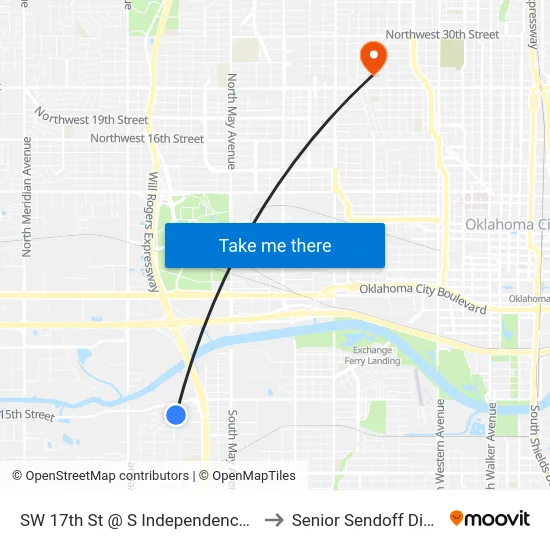 SW 17th St @ S Independence Ave to Senior Sendoff Dinner map