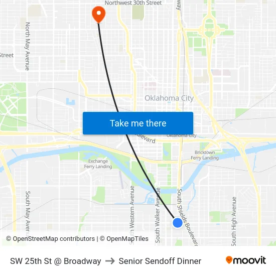 SW 25th St @ Broadway to Senior Sendoff Dinner map