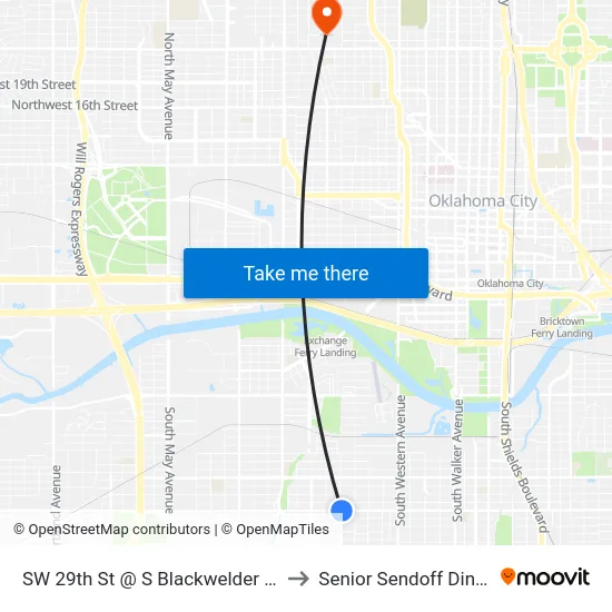SW 29th St @ S Blackwelder Ave to Senior Sendoff Dinner map