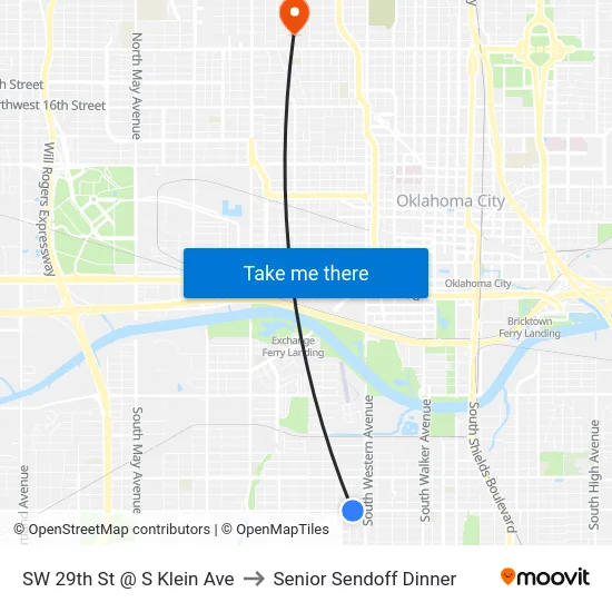 SW 29th St @ S Klein Ave to Senior Sendoff Dinner map