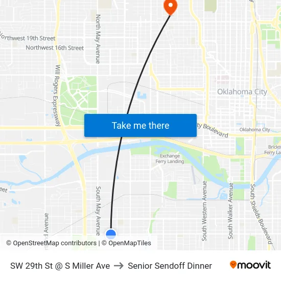 SW 29th St @ S Miller Ave to Senior Sendoff Dinner map