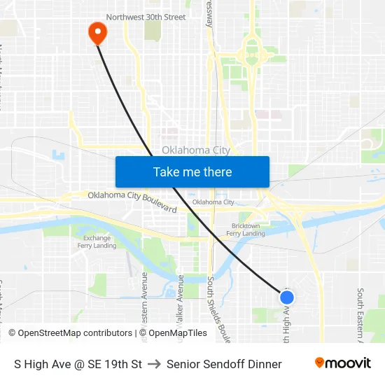 S High Ave @ SE 19 St to Senior Sendoff Dinner map