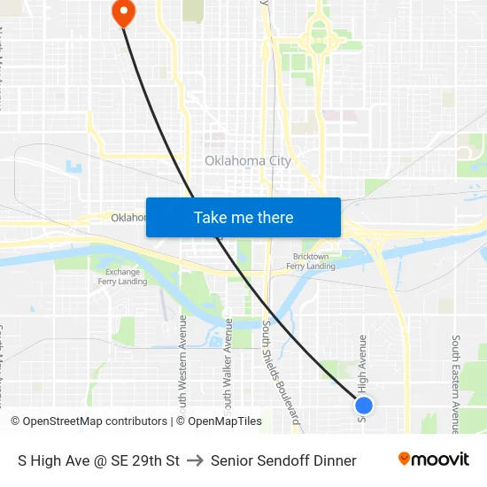 S High Ave @ SE 29th St to Senior Sendoff Dinner map