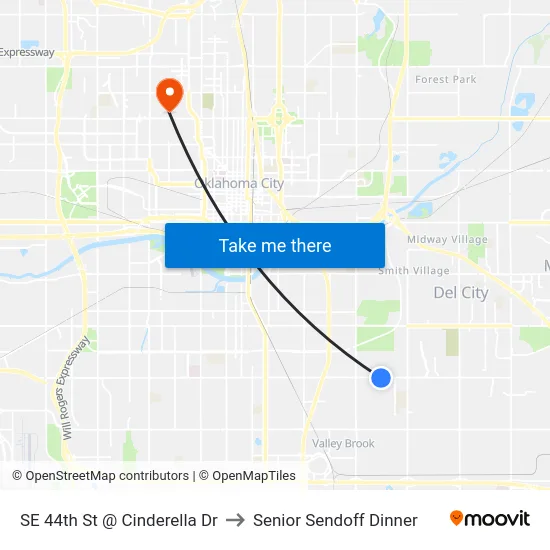 SE 44th St @ Cinderella Dr to Senior Sendoff Dinner map