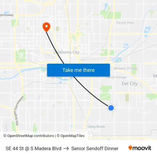SE 44 St @ S Madera Blvd to Senior Sendoff Dinner map