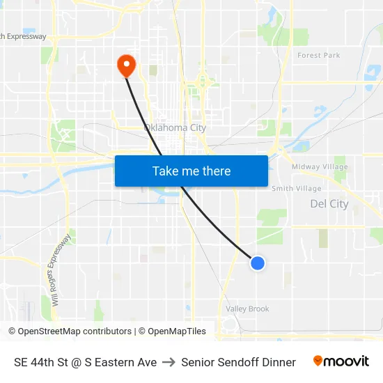 SE 44th St @ S Eastern Ave to Senior Sendoff Dinner map