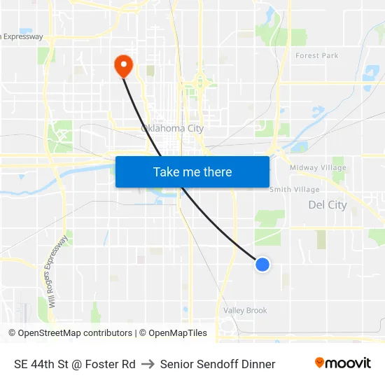SE 44th St @ Foster Rd to Senior Sendoff Dinner map