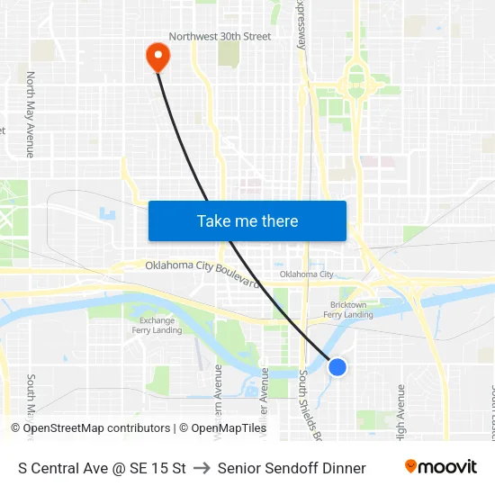 S Central Ave @ SE 15 St to Senior Sendoff Dinner map