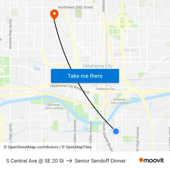 S Central Ave @ SE 20 St to Senior Sendoff Dinner map