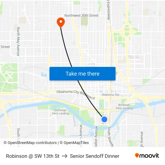 Robinson @ SW 13th St to Senior Sendoff Dinner map