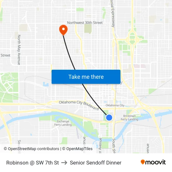 Robinson @ SW 7th St to Senior Sendoff Dinner map