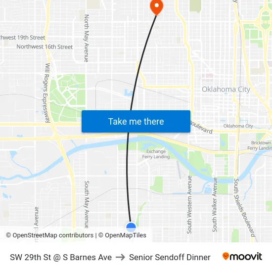 SW 29th St @ S Barnes Ave to Senior Sendoff Dinner map