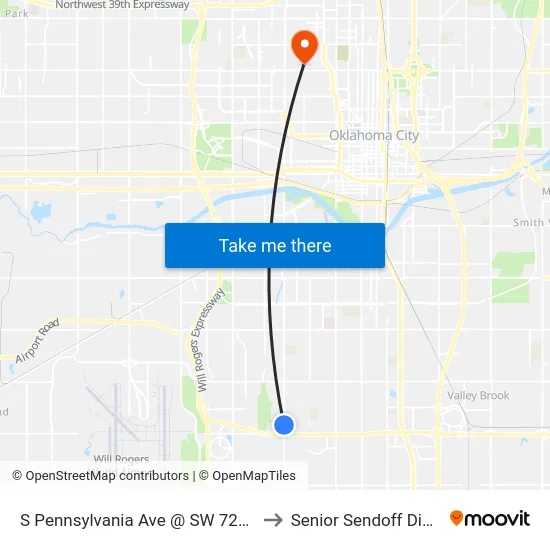 S Pennsylvania Ave @ SW 72nd St to Senior Sendoff Dinner map
