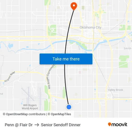 Penn @ Flair Dr to Senior Sendoff Dinner map