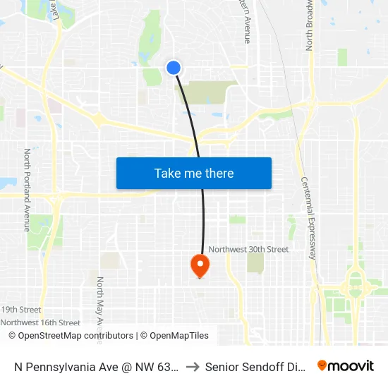 N Pennsylvania Ave @ NW 63rd St to Senior Sendoff Dinner map
