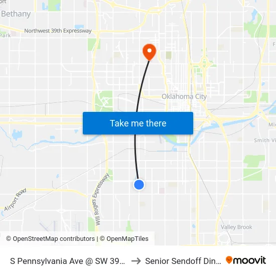 S Pennsylvania Ave @ SW 39th St to Senior Sendoff Dinner map