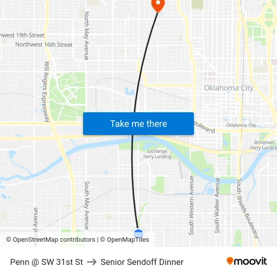 Penn @ SW 31st St to Senior Sendoff Dinner map