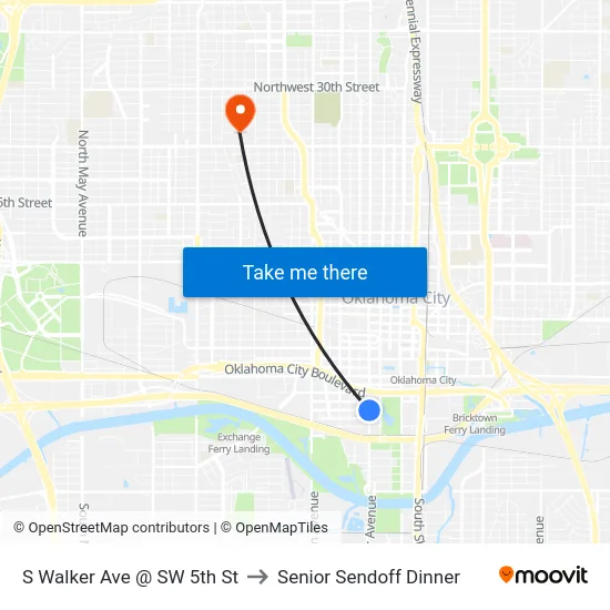 S Walker Ave @ SW 5th St to Senior Sendoff Dinner map