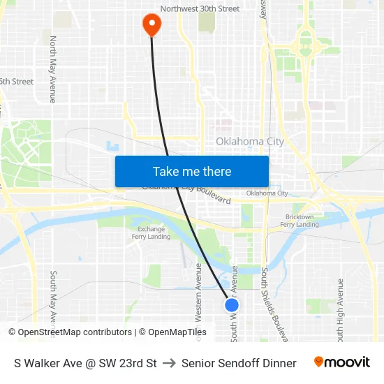 S Walker Ave @ SW 23rd St to Senior Sendoff Dinner map