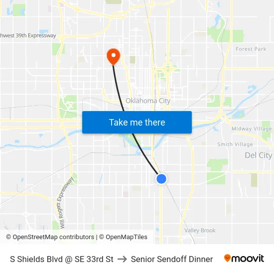 S Shields Blvd @ SE 33rd St to Senior Sendoff Dinner map