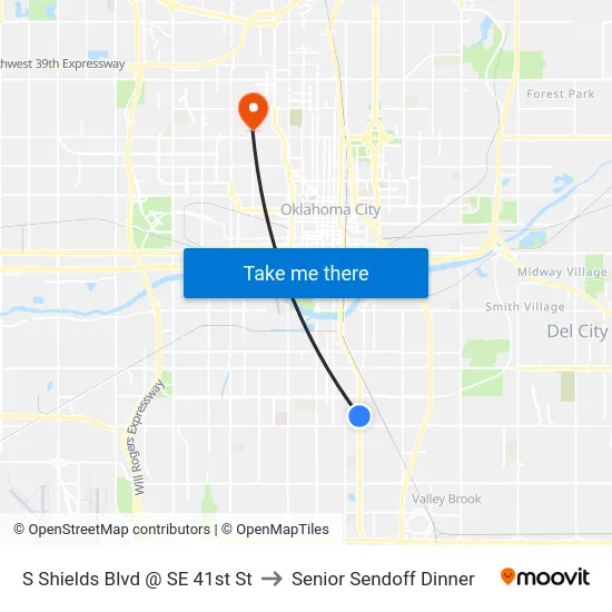 S Shields Blvd @ SE 41st St to Senior Sendoff Dinner map