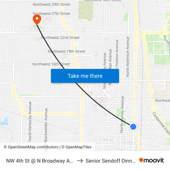NW 4th St @ N Broadway Ave to Senior Sendoff Dinner map